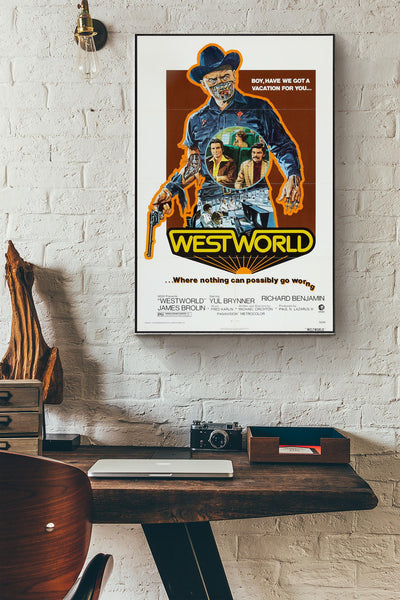 Vintage WestWorld Poster Magnet Canvas Gallery Wrapped Canvas Framed Gift Idea