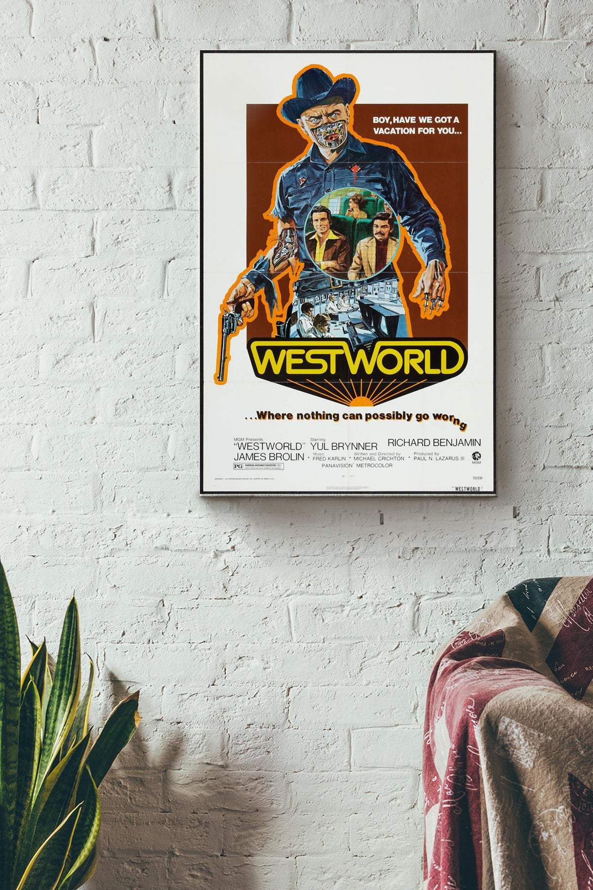 Vintage WestWorld Poster Magnet Canvas Gallery Wrapped Canvas Framed Gift Idea