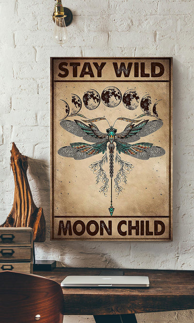 Stay Wild Moon Child Keep Calming Quote Gallery Canvas Wall ArtGift For Yoga Girl Meditation Lover 18 Canvas Framed Prints, Canvas
