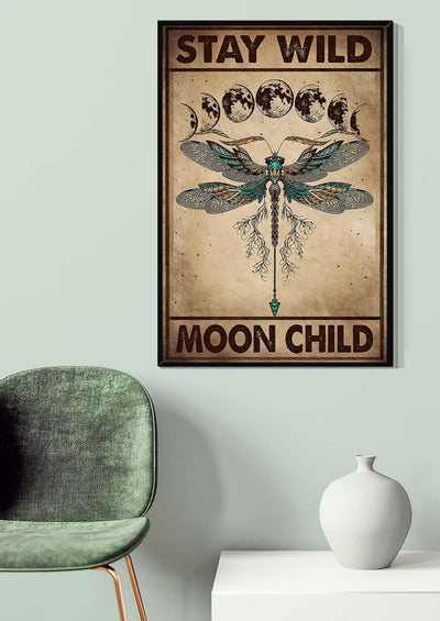 Stay Wild Moon Child Keep Calming Quote Gallery Canvas Wall ArtGift For Yoga Girl Meditation Lover 18 Canvas Framed Prints, Canvas