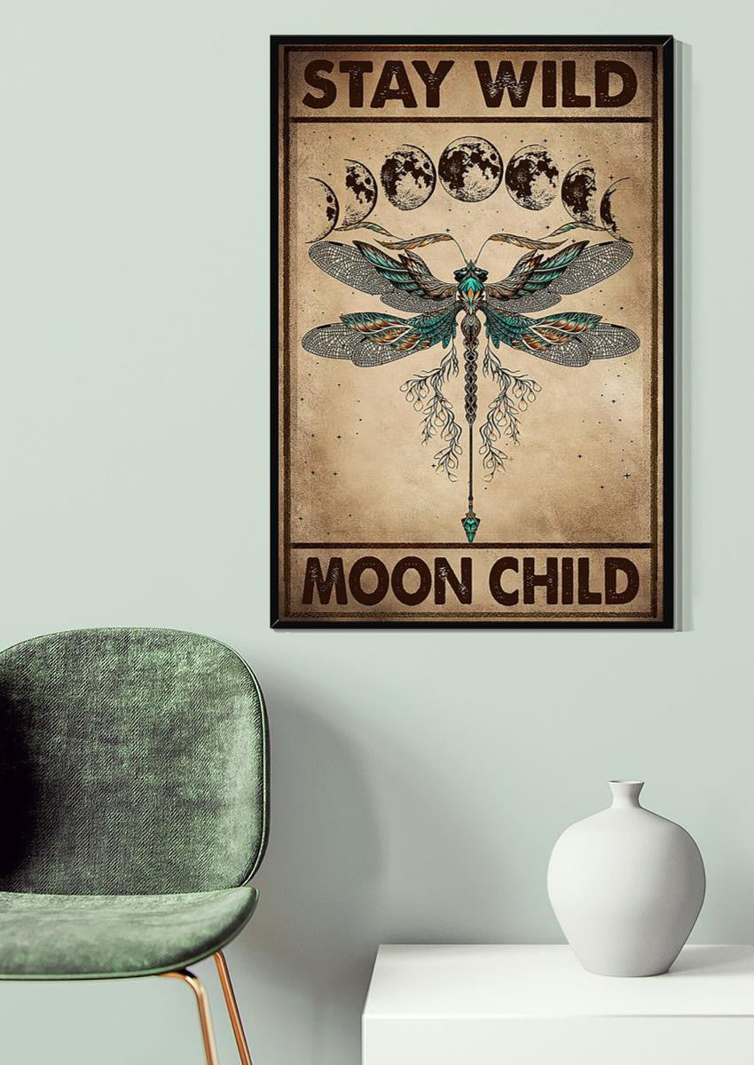 Stay Wild Moon Child Keep Calming Quote Gallery Canvas Wall ArtGift For Yoga Girl Meditation Lover 18 Canvas Framed Prints, Canvas