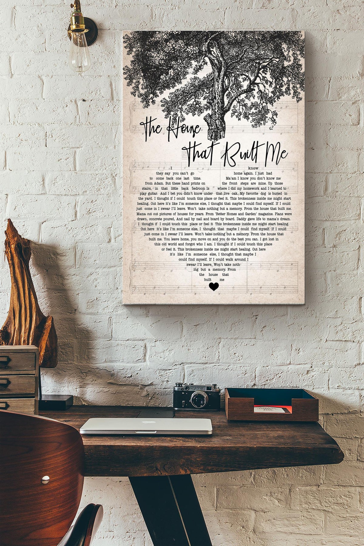 The House That Buitl Me Heart Letter On Lyric Sheet Poster - Decor Gallery Canvas Wall Art- Gift For Family Mother Father Mothers Day Fathers Day Canvas Gallery Wrapped Canvas Framed Gift Idea Framed Prints, Canvas