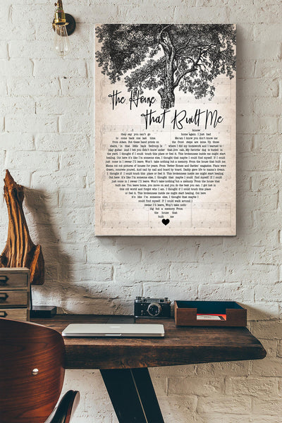 The House That Buitl Me Heart Letter On Lyric Sheet Poster - Decor Gallery Canvas Wall Art- Gift For Family Mother Father Mothers Day Fathers Day Canvas Gallery Wrapped Canvas Framed Gift Idea Framed Prints, Canvas