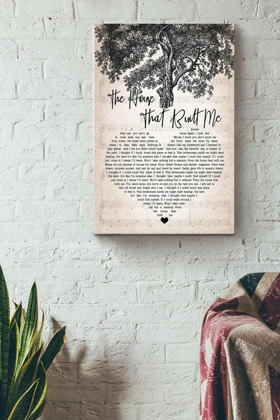 The House That Buitl Me Heart Letter On Lyric Sheet Poster - Decor Gallery Canvas Wall Art- Gift For Family Mother Father Mothers Day Fathers Day Canvas Gallery Wrapped Canvas Framed Gift Idea Framed Prints, Canvas
