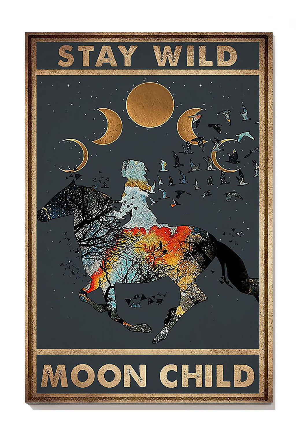 Stay Wild Moon Child Keep Calming Quote Gallery Canvas Wall ArtGift For Cowgirl Meditation Lover Canvas Framed Prints, Canvas