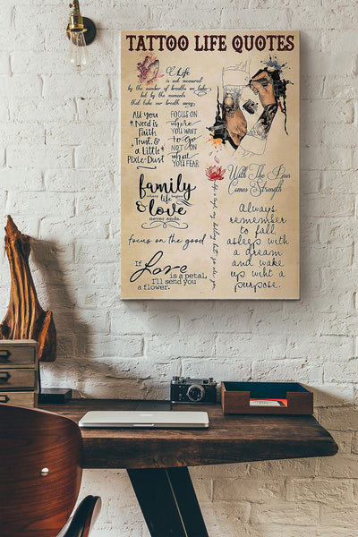 Tattoo Life Quotes Tattoo Poster Canvas Gallery Wrapped Canvas Framed Gift Idea