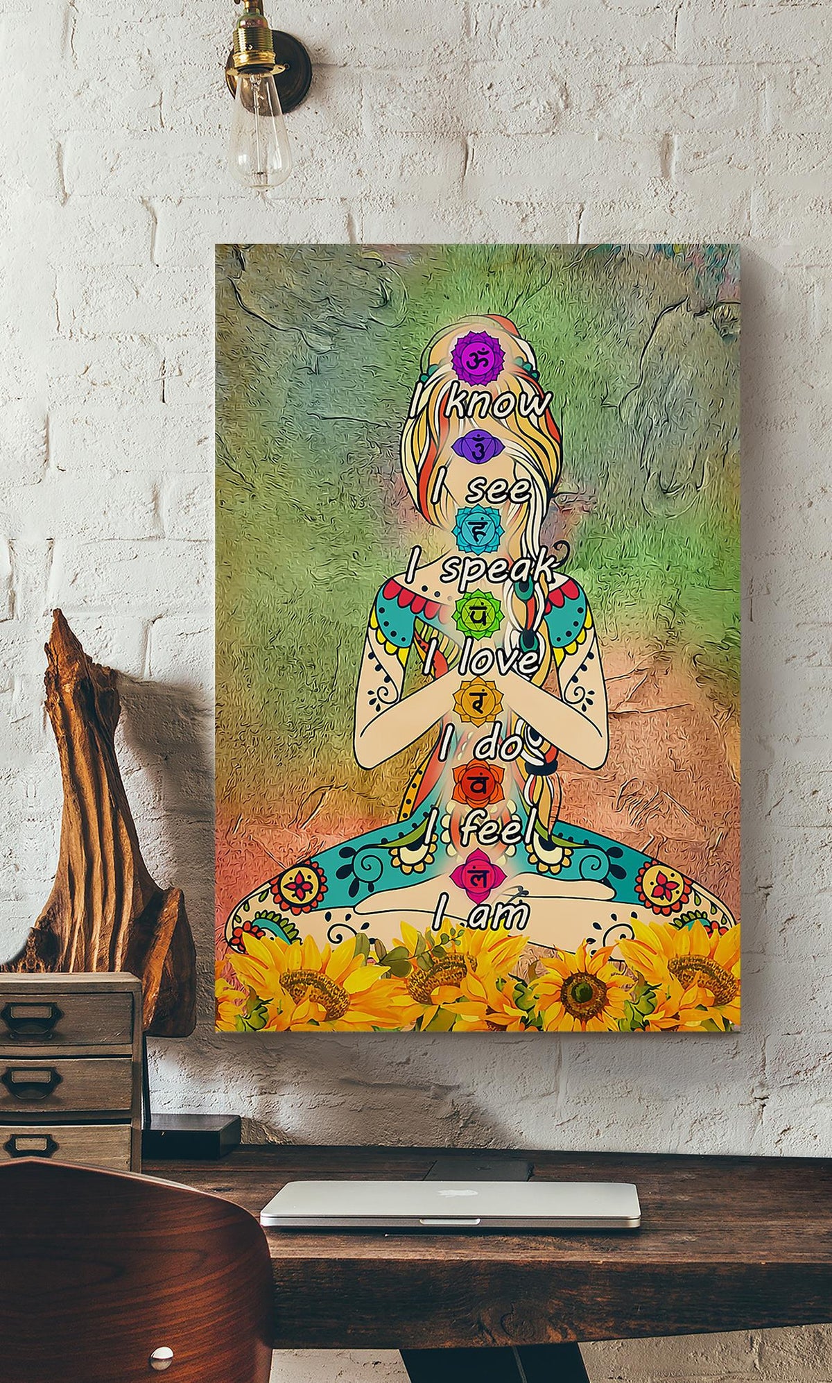 Yoga I Know I See I Love I Do I Feel I Am Gallery Canvas Wall ArtFor Yoga Lover Yoga Studio Decor Canvas Gallery Wrapped Canvas Framed Gift Idea Framed Prints, Canvas