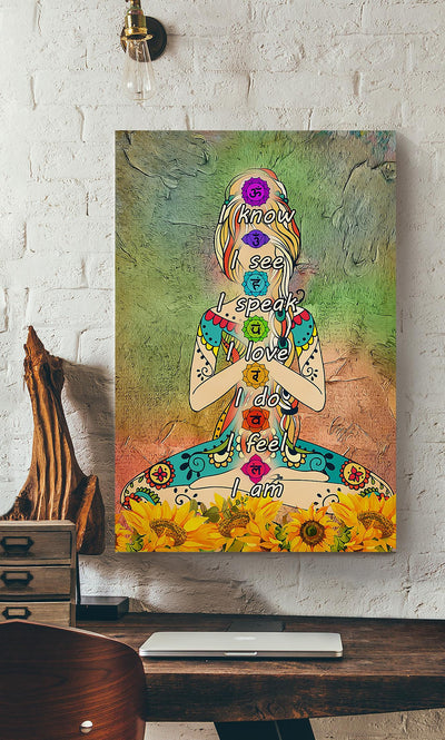 Yoga I Know I See I Love I Do I Feel I Am Gallery Canvas Wall ArtFor Yoga Lover Yoga Studio Decor Canvas Gallery Wrapped Canvas Framed Gift Idea Framed Prints, Canvas
