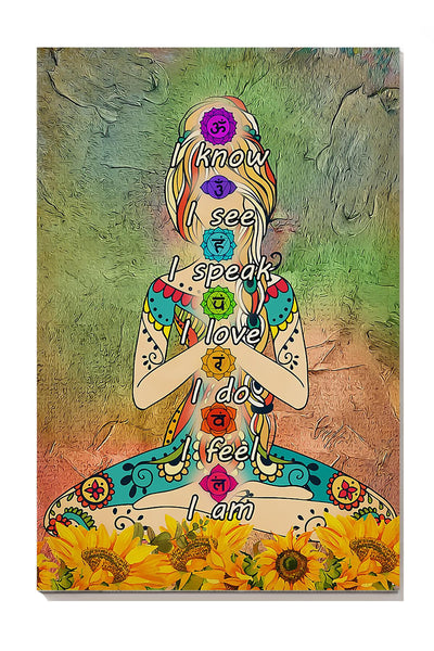 Yoga I Know I See I Love I Do I Feel I Am Gallery Canvas Wall ArtFor Yoga Lover Yoga Studio Decor Canvas Gallery Wrapped Canvas Framed Gift Idea Framed Prints, Canvas