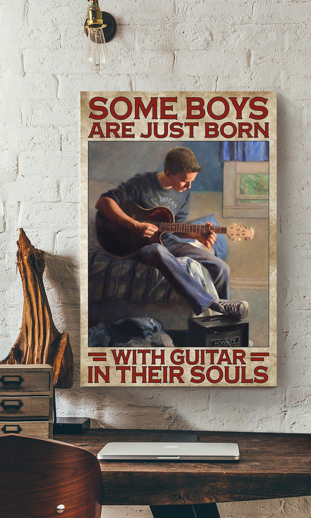 Some Boys Are Born With Guitar In Souls Inspiration Gallery Canvas Wall ArtGift For Guitarist Musician Canvas Framed Prints, Canvas