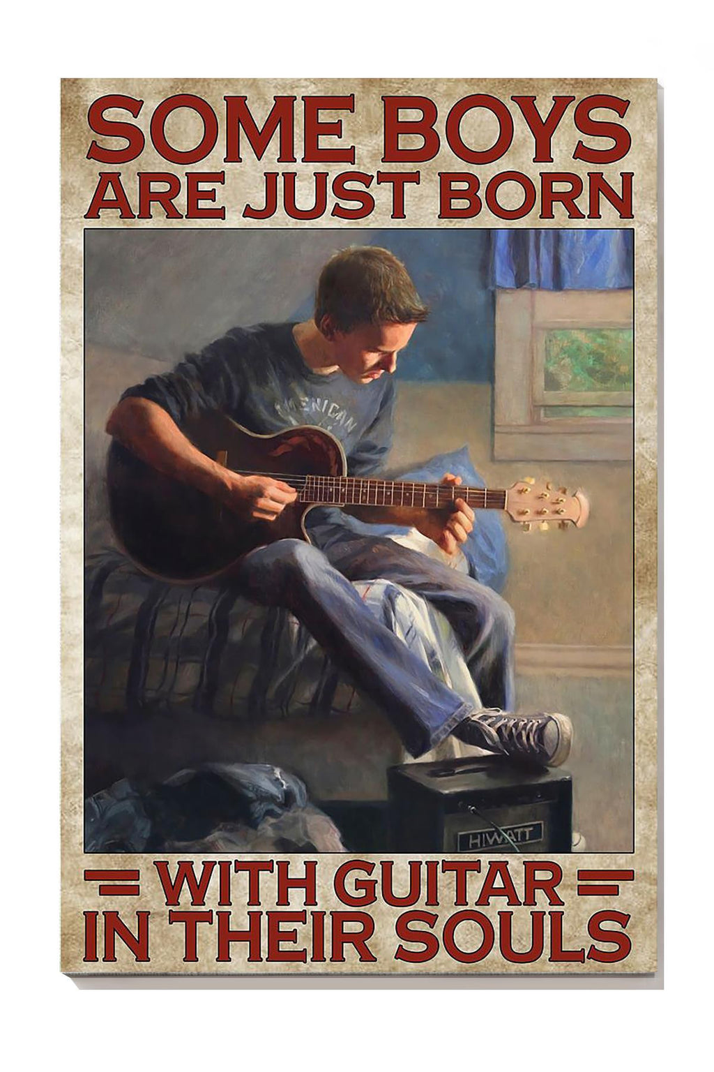 Some Boys Are Born With Guitar In Souls Inspiration Gallery Canvas Wall ArtGift For Guitarist Musician Canvas Framed Prints, Canvas