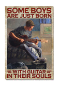Some Boys Are Born With Guitar In Souls Inspiration Gallery Canvas Wall ArtGift For Guitarist Musician Canvas Framed Prints, Canvas