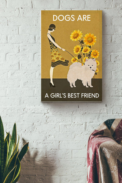Sunflower Vintage Friend American Eskimo Dog Print Canvas Gallery Canvas Wall ArtPoster Anniversary Birthday Christmas Housewarming Gift Home Canvas Gallery Wrapped Canvas Framed Gift Idea Framed Prints, Canvas