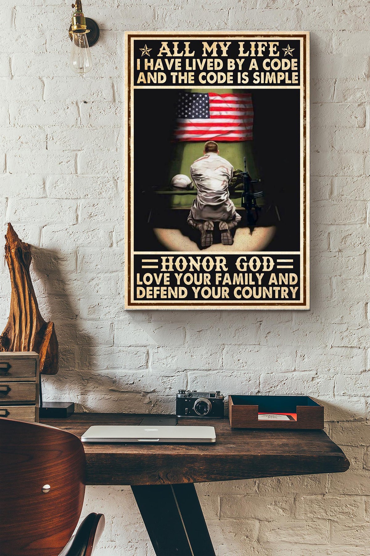 Honor God Love Your Family And Defend Your Country American People With Simple Code Canvas Ideas, Canvas Hanging Prints,  Gift Idea Framed Prints, Canvas