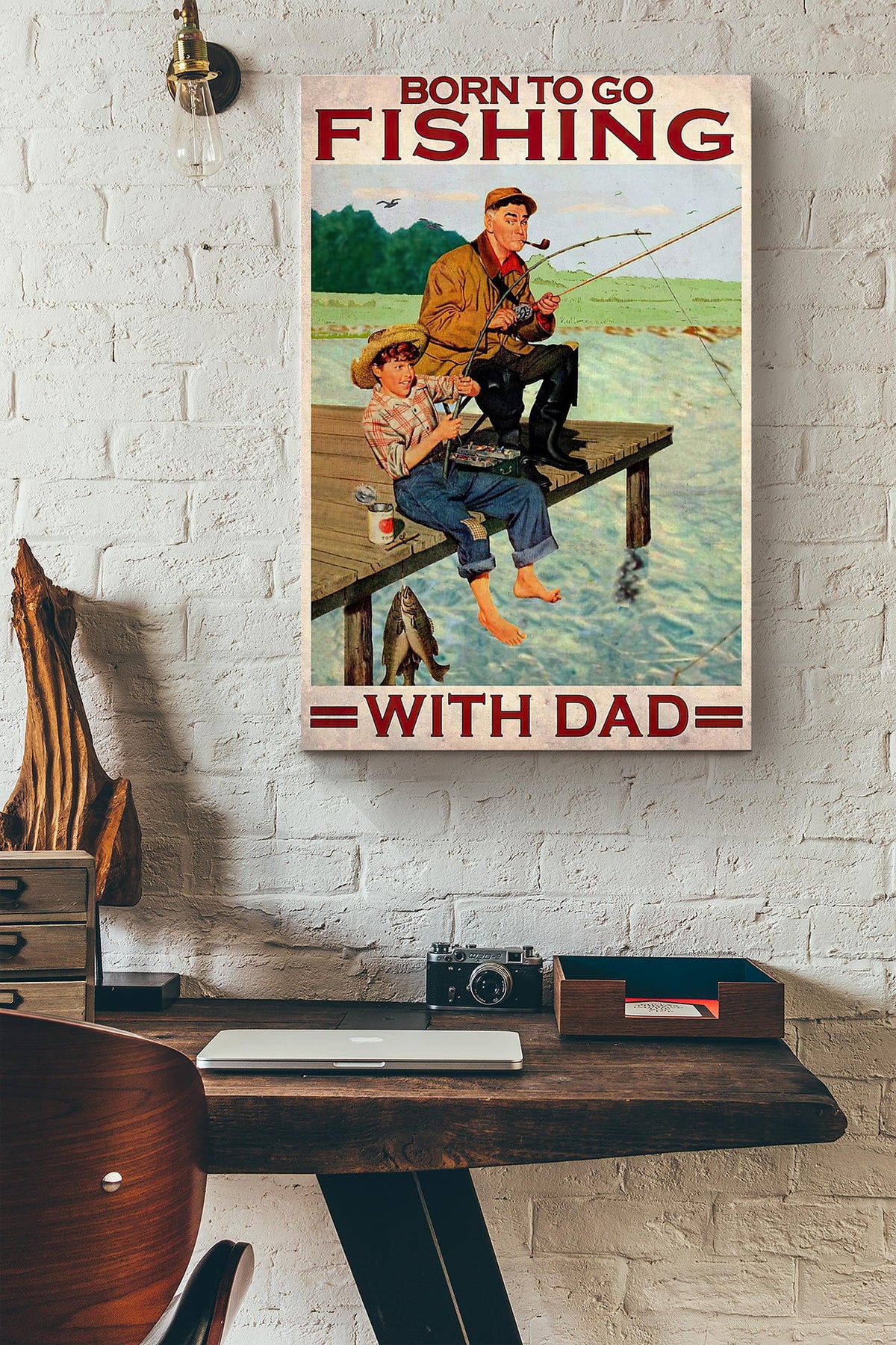 Born To Go Fishing With Dad Canvas Ideas, Canvas Hanging Prints,  Gift Idea Framed Prints, Canvas