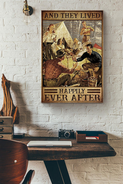 Camping Friends They Lived Happily Ever After Canvas Ideas, Canvas Hanging Prints,  Gift Idea Framed Prints, Canvas