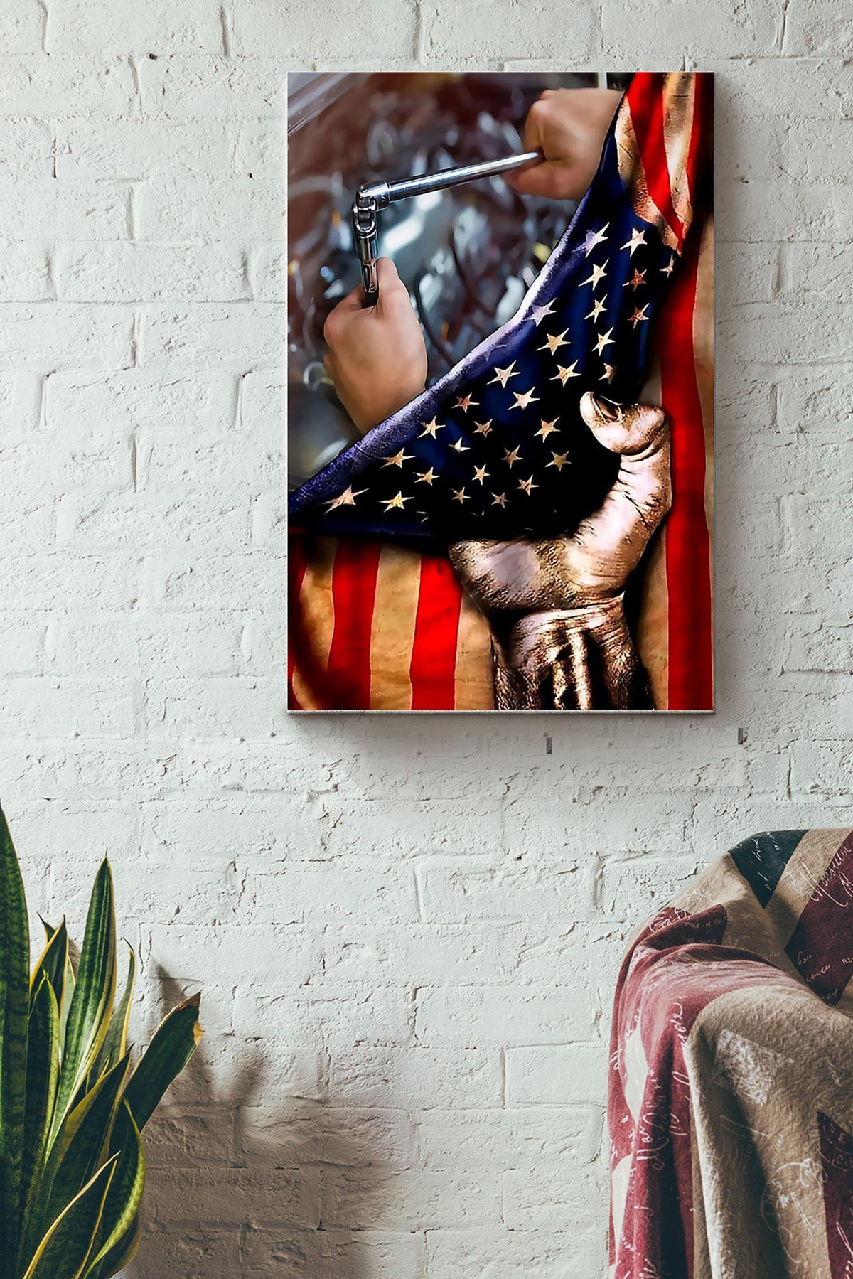 American Mechanic Working International Workers Day Canvas Ideas, Canvas Hanging Prints,  Gift Idea Framed Prints, Canvas