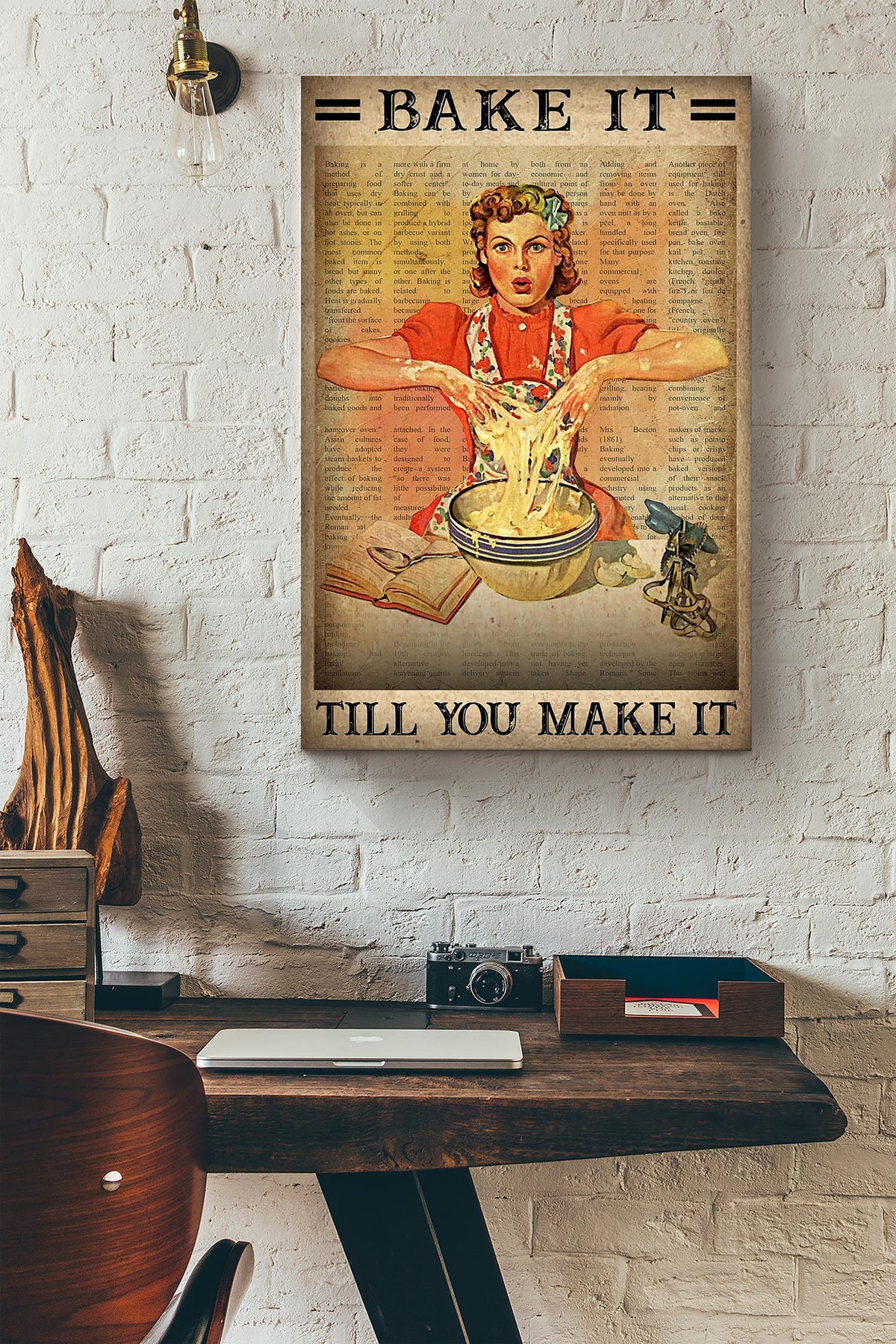 Bake It Till You Make It Baking Women Vintage Canvas Ideas, Canvas Hanging Prints,  Gift Idea Framed Prints, Canvas