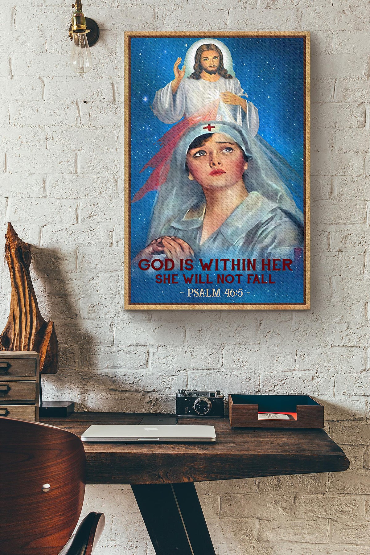 God Is Within Her She Will Not Fall Christian Nurse Canvas Ideas, Canvas Hanging Prints,  Gift Idea Framed Prints, Canvas