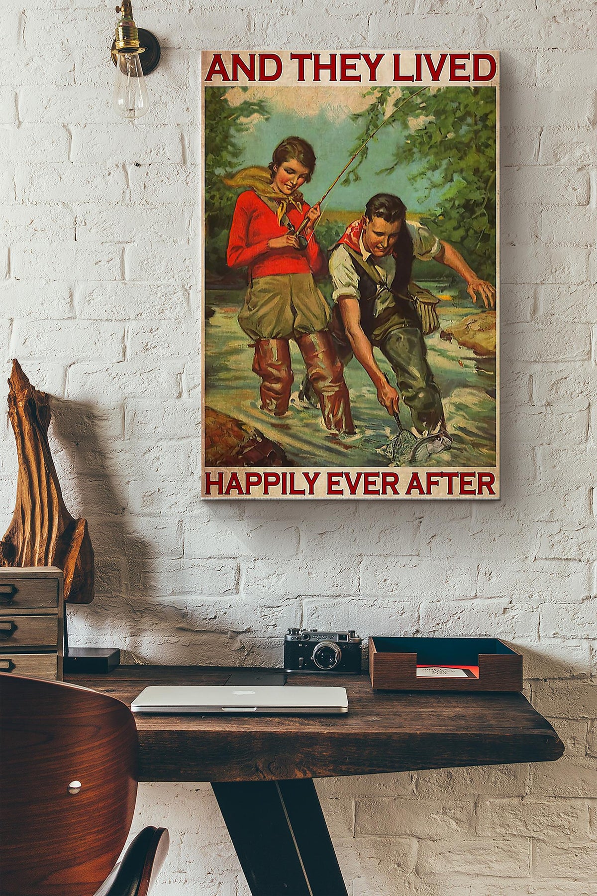Fishing They Lived Happily Ever After Wrapped Canvas