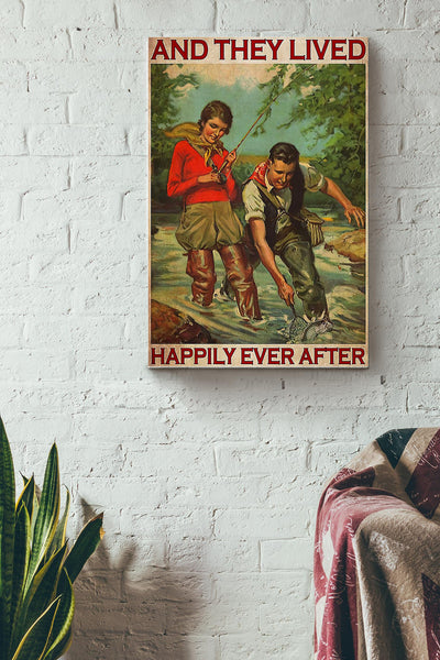 Fishing They Lived Happily Ever After Wrapped Canvas