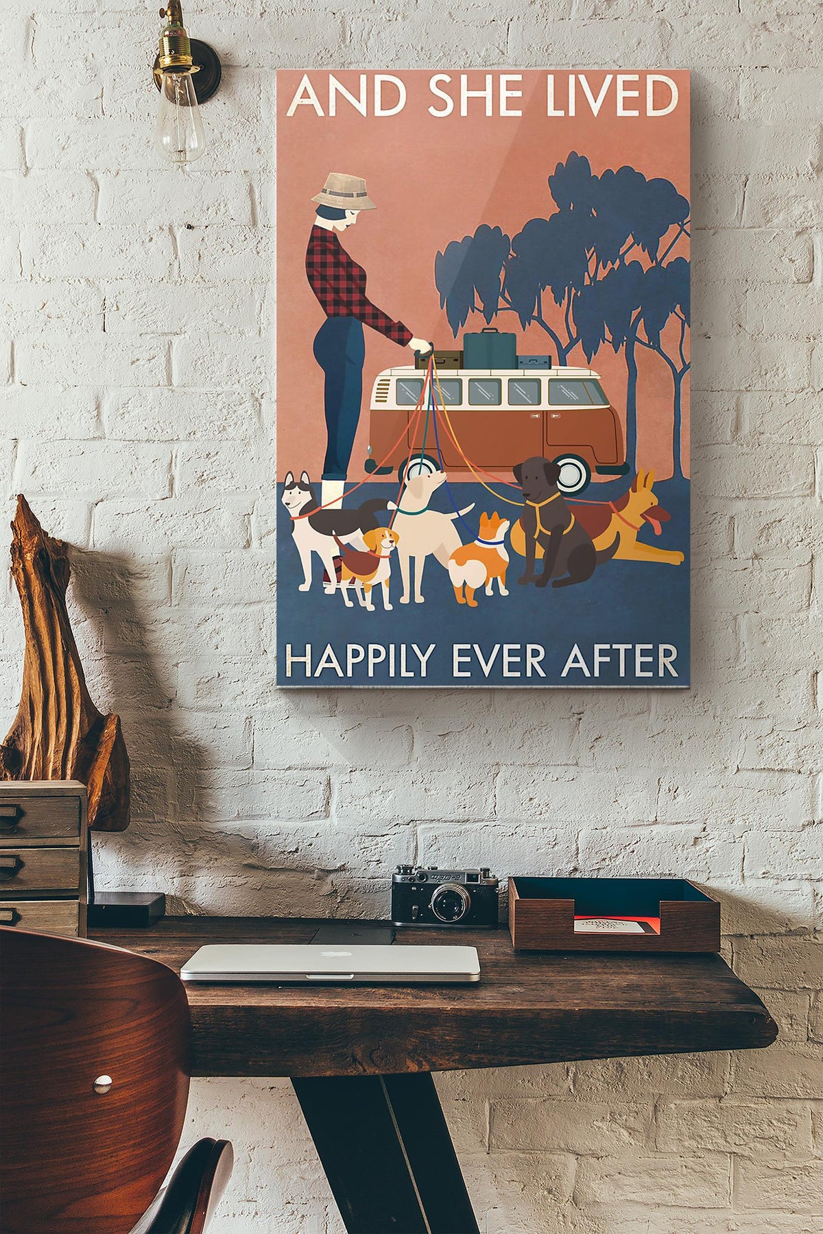 Dog Camping And She Lived Happily Ever After Canvas Ideas, Canvas Hanging Prints, Gift Idea Framed Prints, Canvas