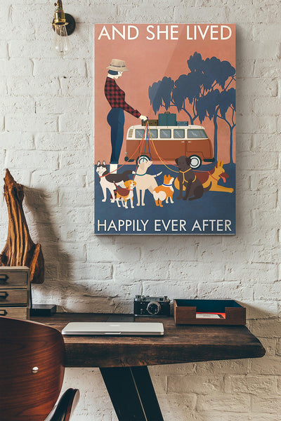Dog Camping And She Lived Happily Ever After Canvas Ideas, Canvas Hanging Prints, Gift Idea Framed Prints, Canvas