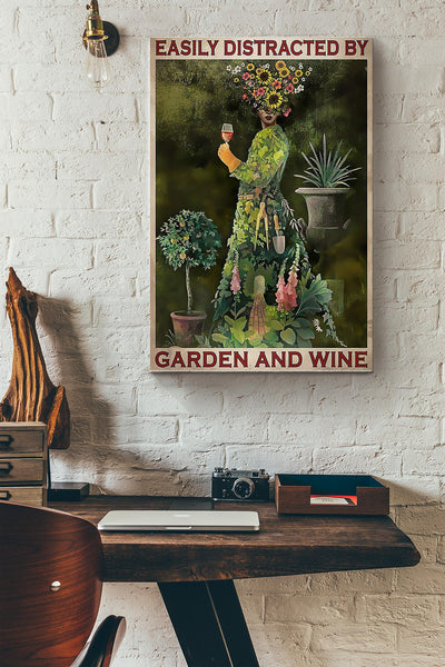 Gardening Easily Distracted By Garden And Wine Wrapped Canvas