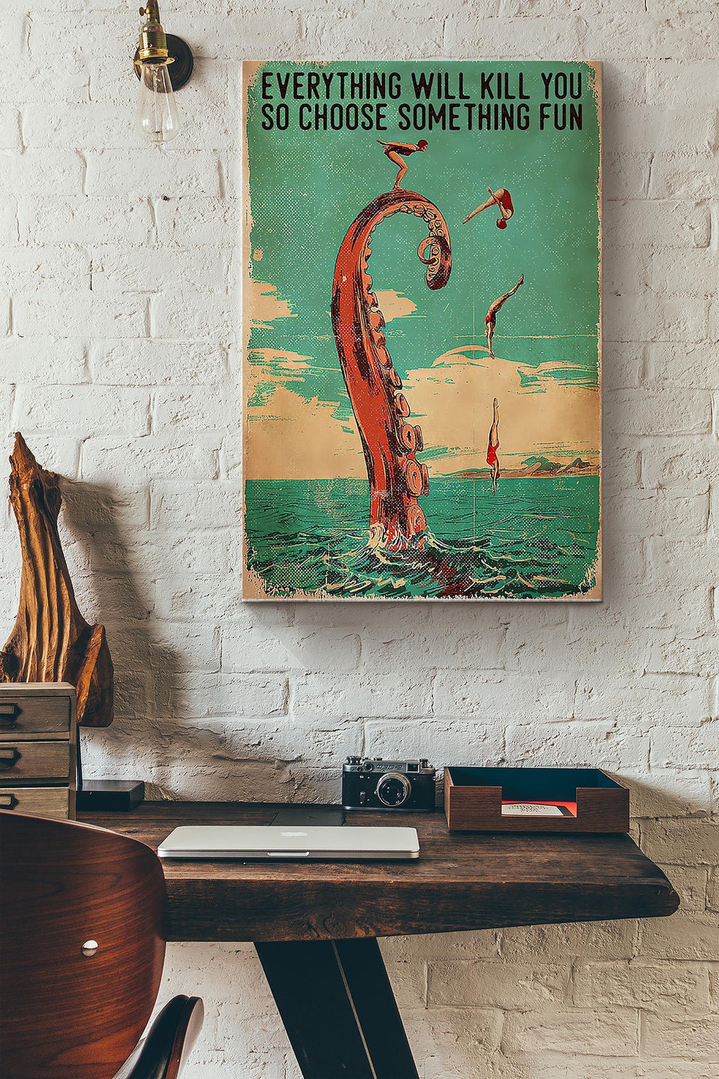 Everything Will Kill You So Choose Something Fun Swimming Girl Swan Dive In Ocean Canvas Ideas, Canvas Hanging Prints,  Gift Idea Framed Prints, Canvas