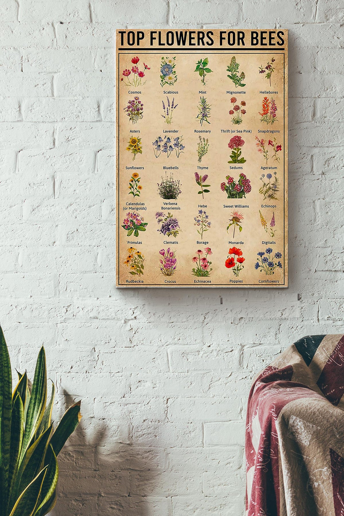 Bee Top Flowers For Bees Wrapped Canvas