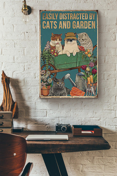 Gardening Easily Distracted By Cats And Garden Wrapped Canvas