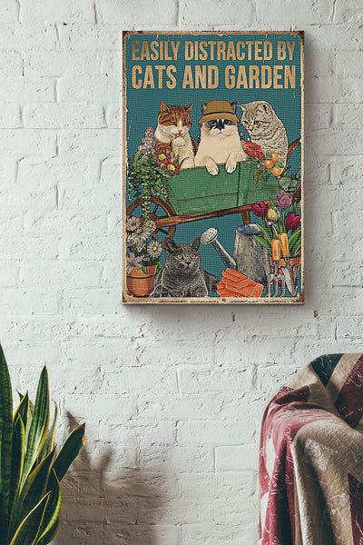 Gardening Easily Distracted By Cats And Garden Wrapped Canvas