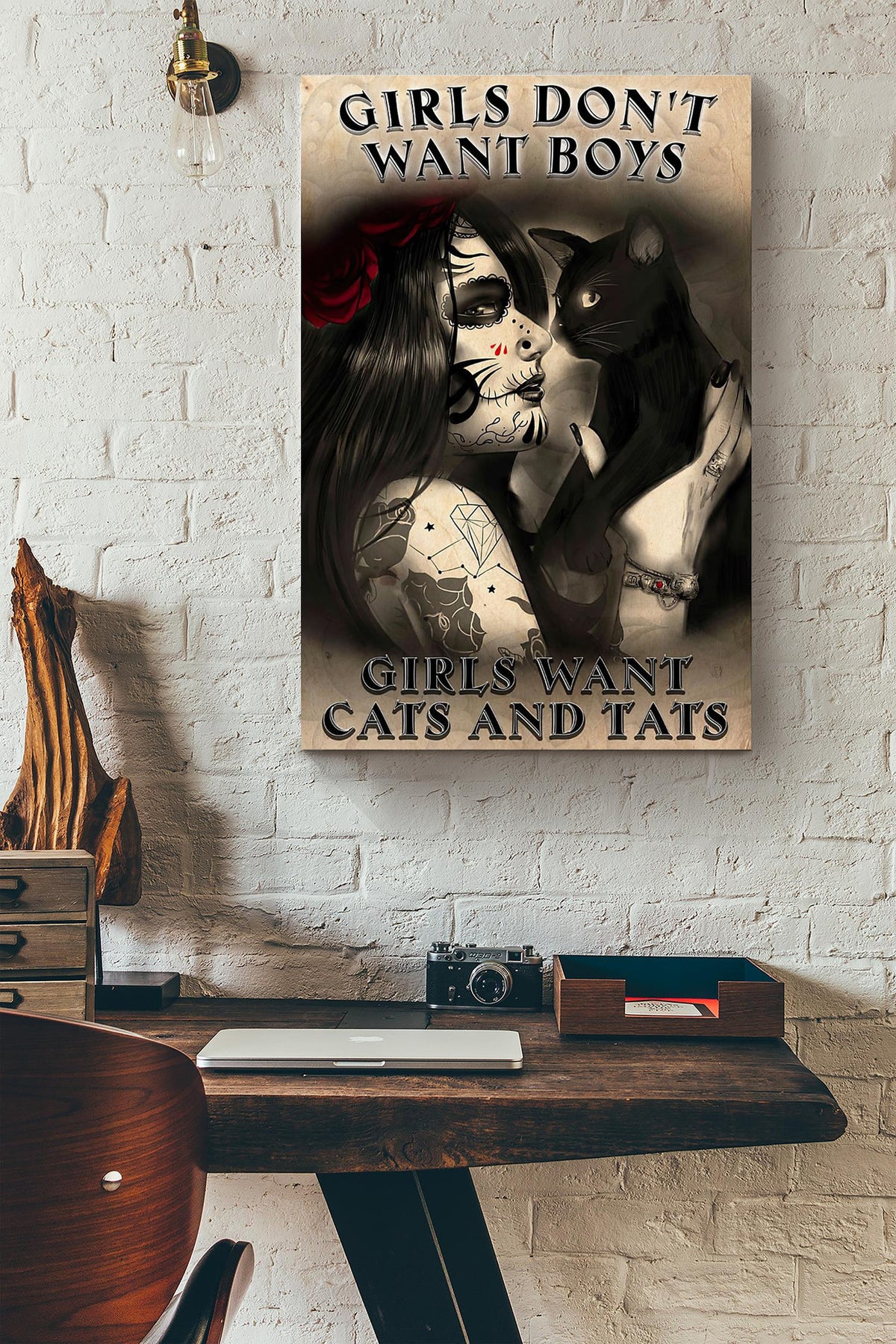 Girls Dont Want Boys Girls Want Cats And Tats Canvas Ideas, Canvas Hanging Prints,  Gift Idea Framed Prints, Canvas