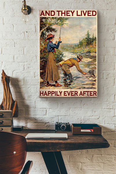Fishing And They Lived Happily Ever After Canvas Ideas, Canvas Hanging Prints, Gift Idea Framed Prints, Canvas