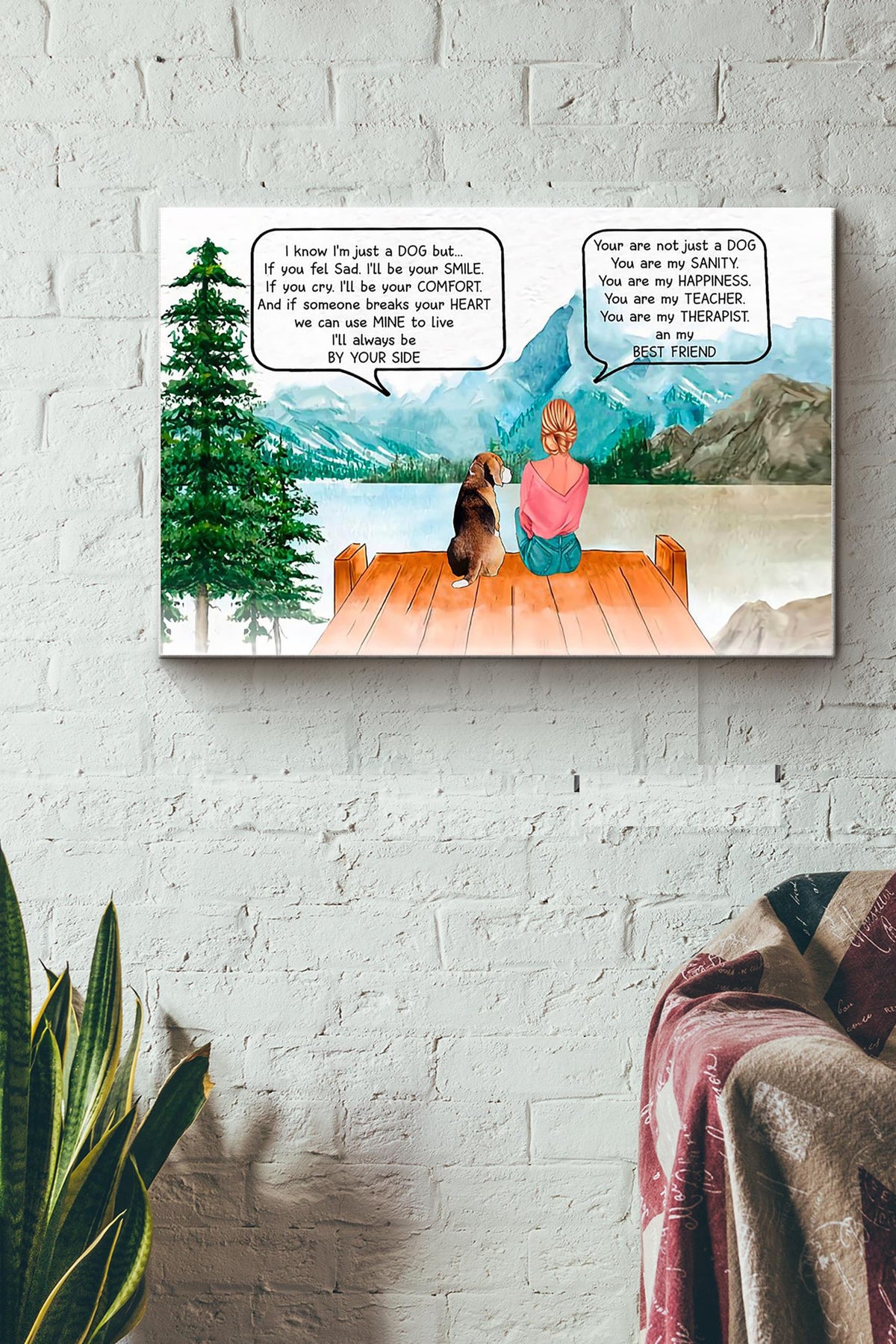 Girl And Dog You Are My Sanity My Happiness My Teacher My Therapist My Best Friend In The Forest Canvas Ideas, Canvas Hanging Prints,  Gift Idea Framed Prints, Canvas