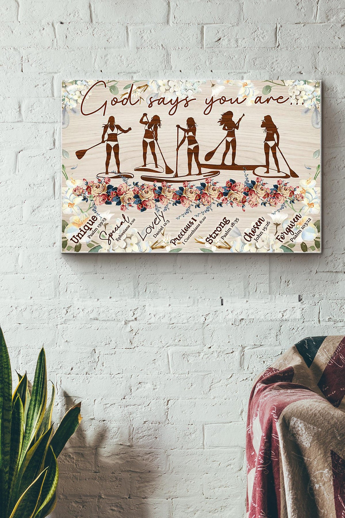 God Says You Are Unique Special Lovely Precious Strong Chosen Kayak Girl Canvas Ideas, Canvas Hanging Prints,  Gift Idea Framed Prints, Canvas