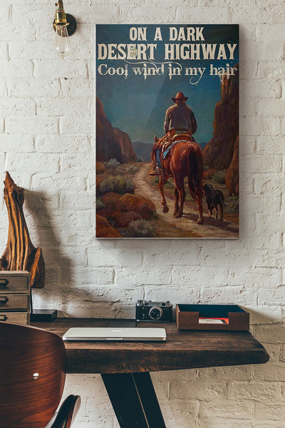Cowboy On A Dark Dessert Highway Canvas Ideas, Canvas Hanging Prints,  Gift Idea Framed Prints, Canvas