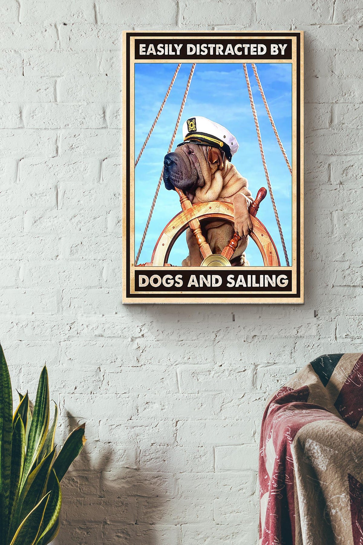 Easily Distracted By Dogs And Sailing Sailor Wrapped Canvas