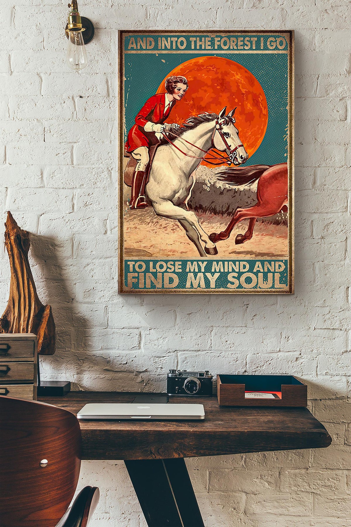 Equestrian Girl Into The Forest I Lose My Mind And Find My Soul Blood Moon Vintage Canvas Ideas, Canvas Hanging Prints,  Gift Idea Framed Prints, Canvas