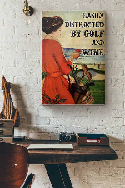 Girl Easily Distracted By Golf And Wine Canvas Ideas, Canvas Hanging Prints,  Gift Idea Framed Prints, Canvas