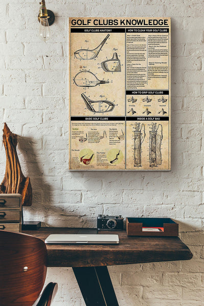 Golf Clubs Knowledge Wrapped Canvas