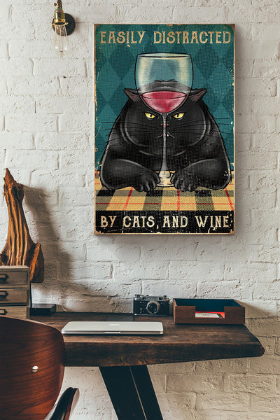 Chubby Cat Easily Distracted By Cats And Wine Canvas Ideas, Canvas Hanging Prints,  Gift Idea Framed Prints, Canvas
