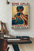 Afro Some Girls Are Just Born With America In Their Souls Canvas Ideas, Canvas Hanging Prints,  Gift Idea Framed Prints, Canvas