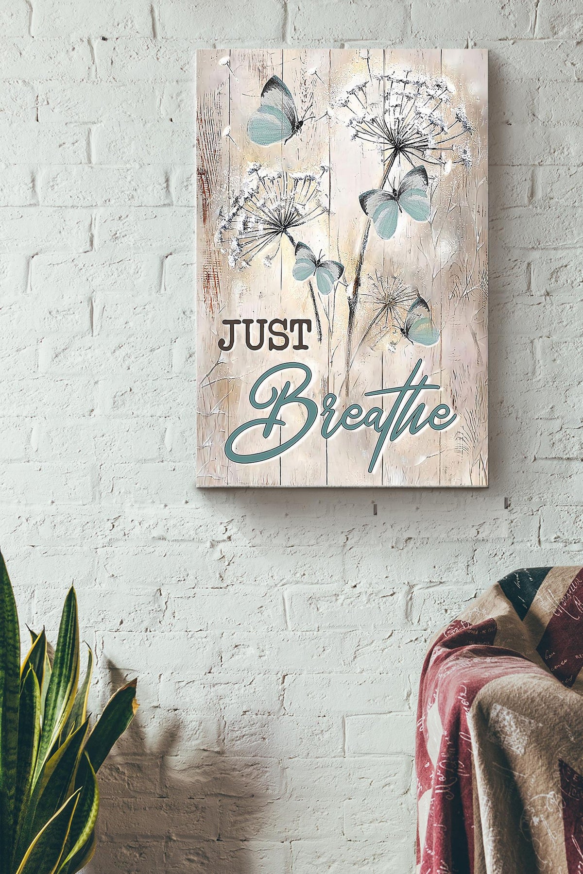 Butterfly Just Breathe Wrapped Canvas