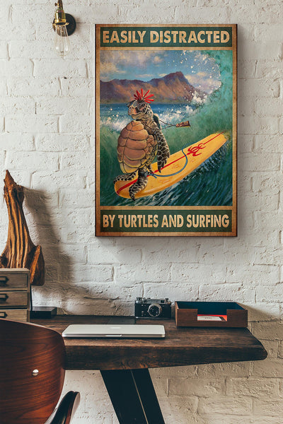 Hawaii Surfing Easily Distracted By Turtles And Surfing Canvas Ideas, Canvas Hanging Prints,  Gift Idea Framed Prints, Canvas