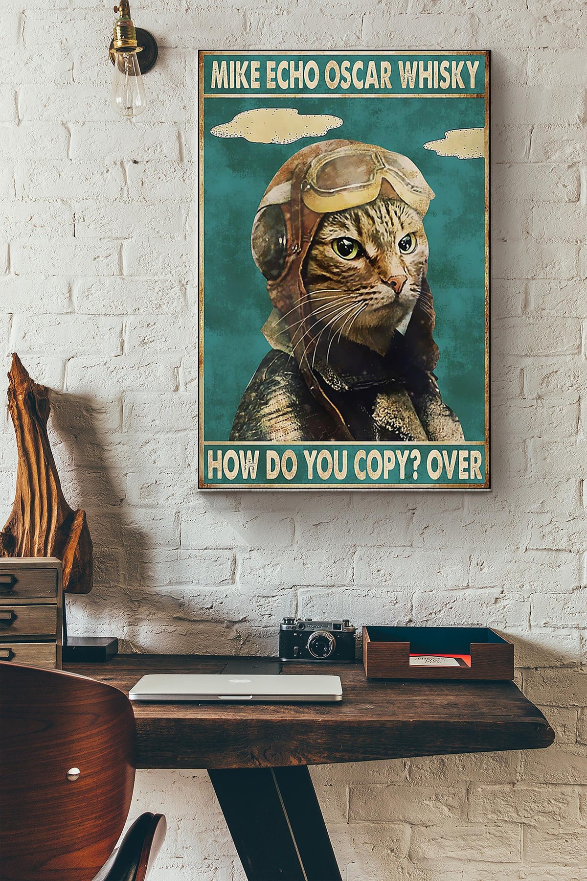 Cat Pilot How Do You Copy Poster - Aviation Knowledge Wall Art - Gift For Flight Engineer Flight Attendants Pilot Cat Pilot Wrapped Canvas Framed Prints, Canvas