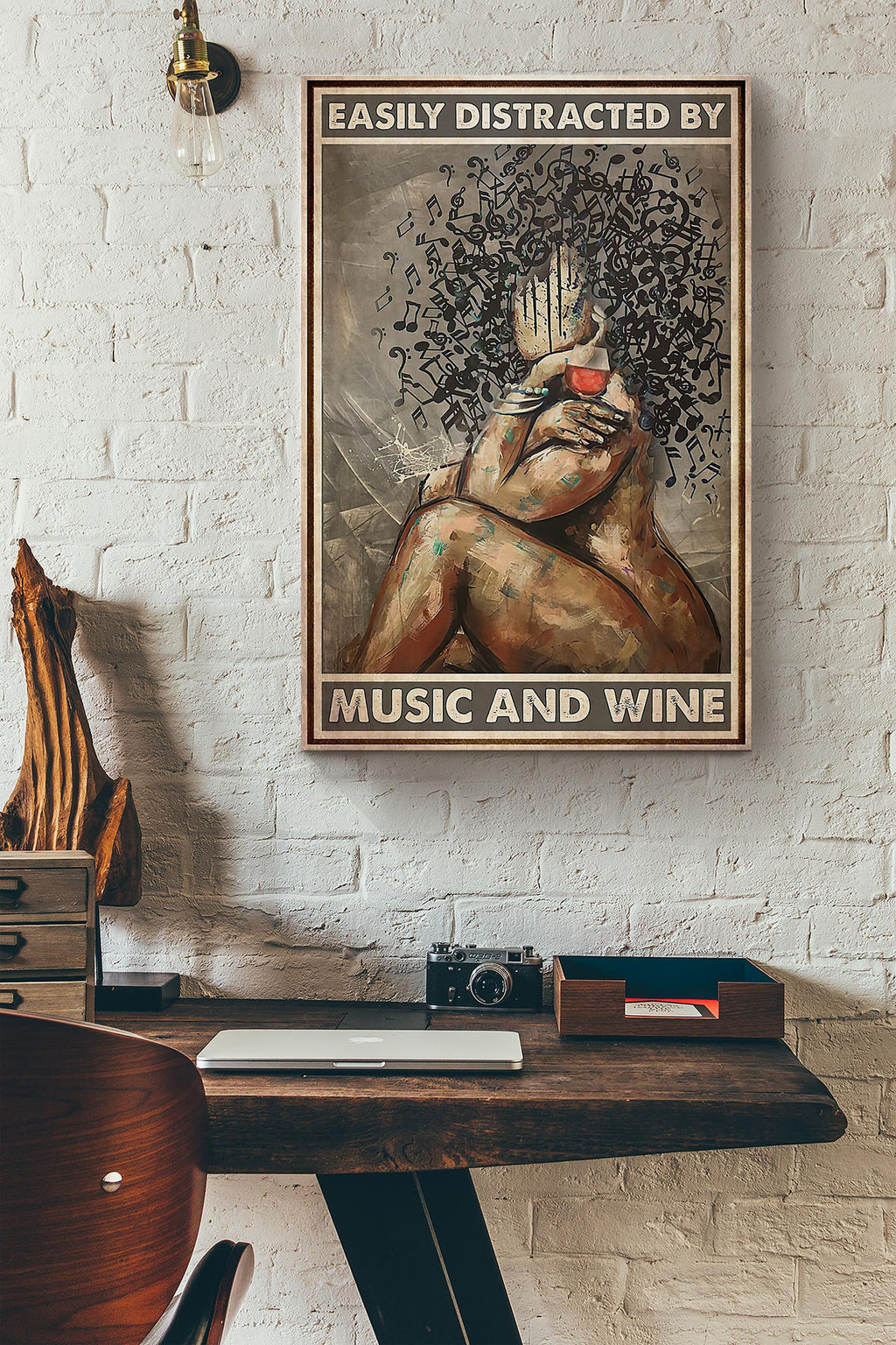 Afro Girl Easily Distracted By Music And Wine Canvas Ideas, Canvas Hanging Prints, Gift Idea Framed Prints, Canvas