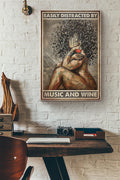 Afro Girl Easily Distracted By Music And Wine Canvas Ideas, Canvas Hanging Prints, Gift Idea Framed Prints, Canvas