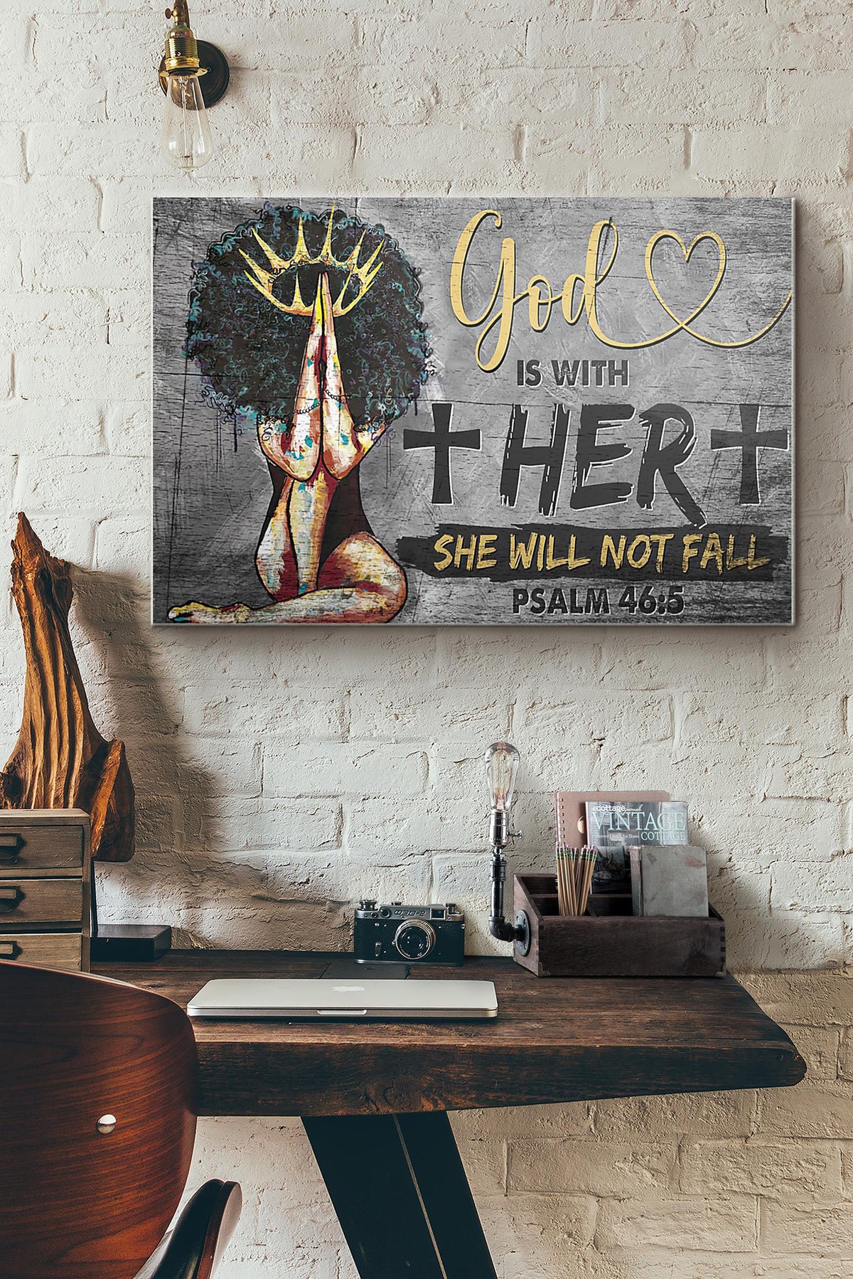 Afro Girl God Is With Her She Will Not Fail Canvas Ideas, Canvas Hanging Prints,  Gift Idea Framed Prints, Canvas