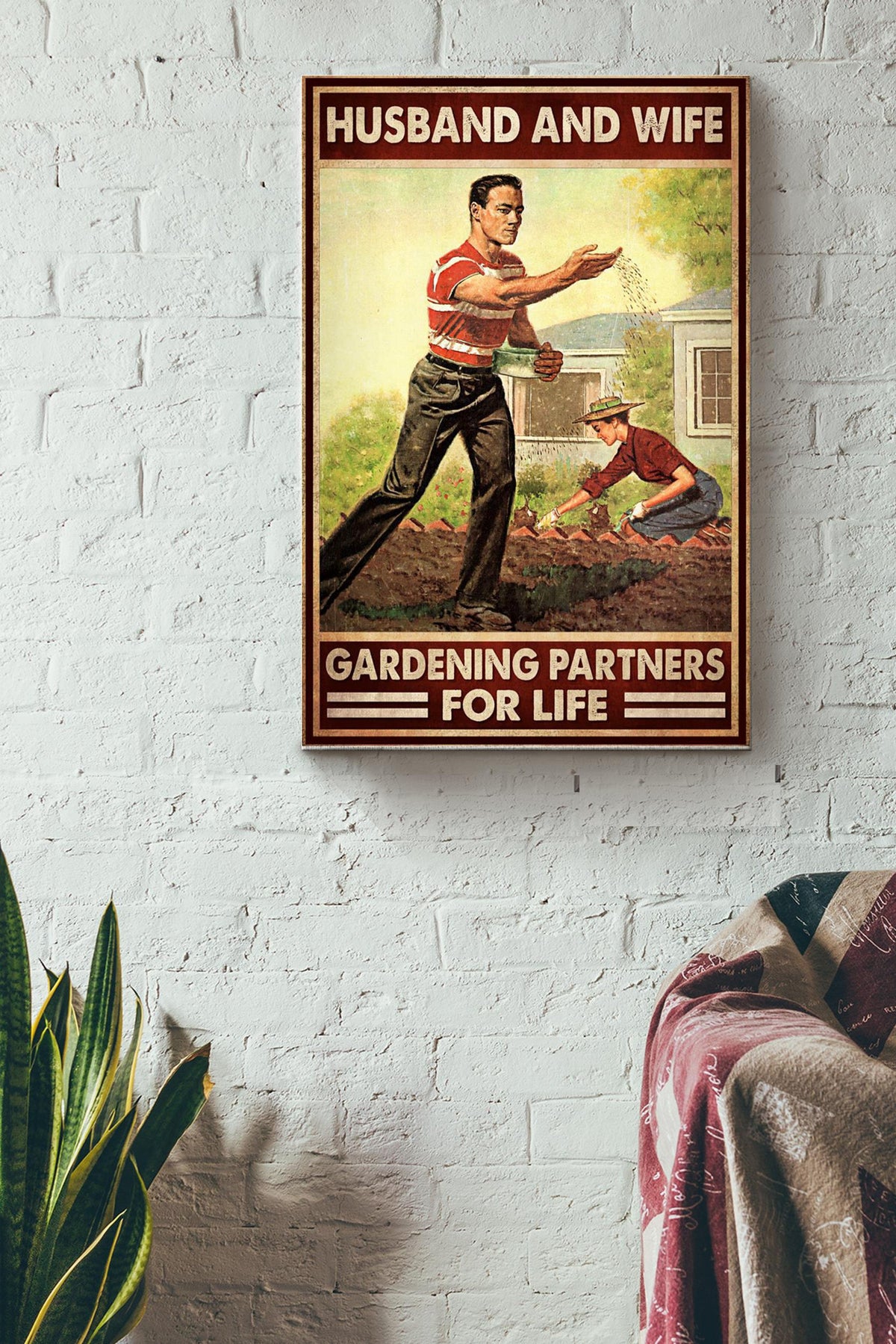 Husband And Wife Gardening Partners For Life Gardening Couple Canvas Ideas, Canvas Hanging Prints,  Gift Idea Framed Prints, Canvas